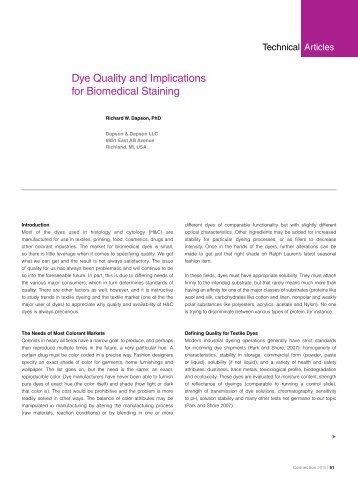 Dye Quality and Implications for Biomedical Staining - Dako