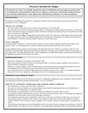 Firearm Checklist for Judges - Battered Women's Justice Project