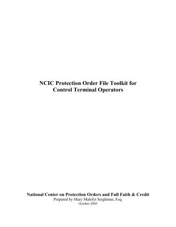 NCIC Protection Order Toolkit for