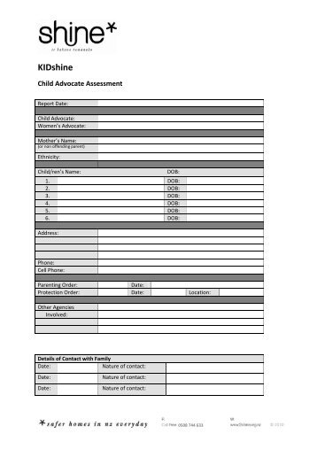 Child Advocate Assessment Form