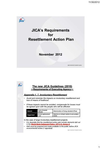 JICA's requirements for resettlement action plan - GMS-EOC