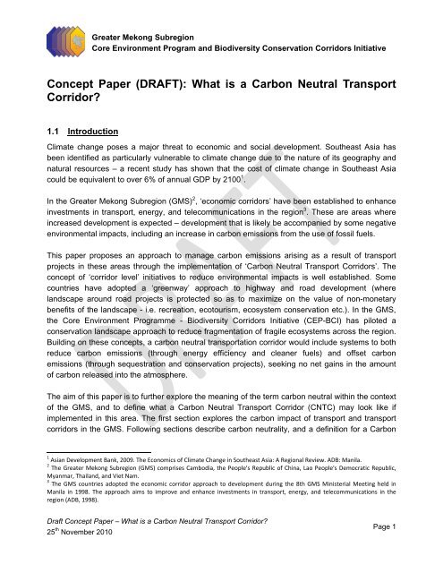 What is a Carbon Neutral Transport Corridor? - Greater Mekong ...