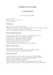 CURRICULUM VITAE I. Joseph Kroll - University of Pennsylvania