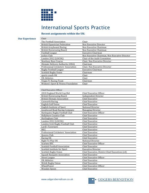 International Sports Practice - Odgers Berndtson