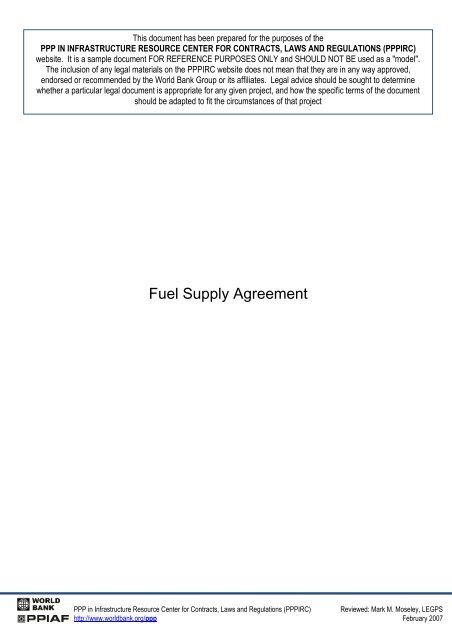 fuel supply agreement - example 1.pdf - SADC PPP Network