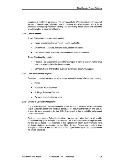 Business Case for the SunShine CoaSt airport Master Plan