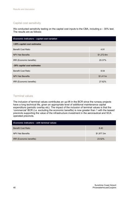 Business Case for the SunShine CoaSt airport Master Plan