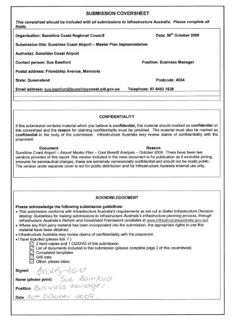 Business Case for the SunShine CoaSt airport Master Plan