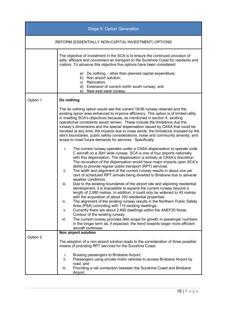 Business Case for the SunShine CoaSt airport Master Plan