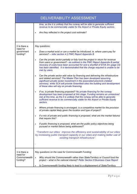 Business Case for the SunShine CoaSt airport Master Plan