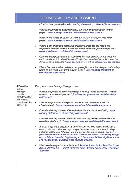 Business Case for the SunShine CoaSt airport Master Plan