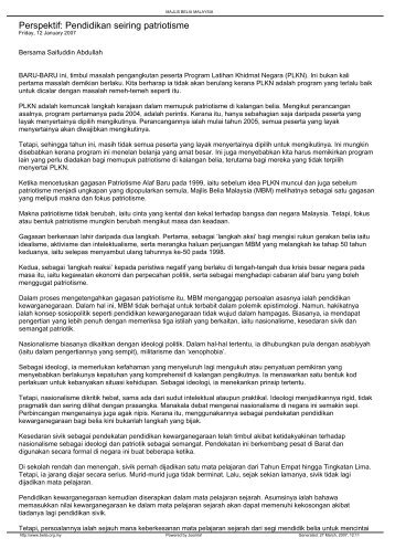 Perspektif: Pendidikan seiring patriotisme - IPPBM
