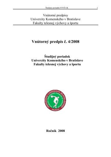 VnÃºtornÃ½ predpis - Fakulta telesnej vÃ½chovy a Å¡portu