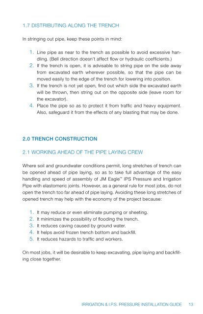 I.P.S. Pressure/Irrigation (P.I.P) Installation Guide - JM Eagle