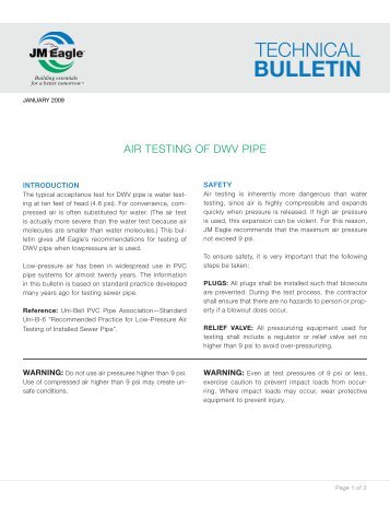 Air Testing of DWV Pipe - JM Eagle