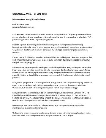 Memperkasa integriti mahasiswa - IPPBM