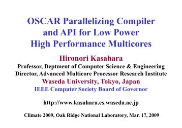 OSCAR Parallelizing Compiler OSCAR Parallelizing Compiler and ...