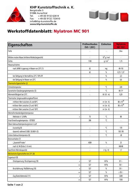 Nylatron MC 901 - Khp-kunststoffe.de