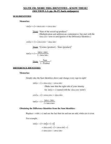 1.3 Handout on Trig Identities - Kkuniyuk.com