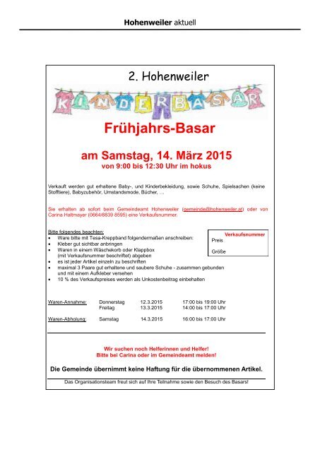 Hohenweiler aktuell Frühjahr 2015