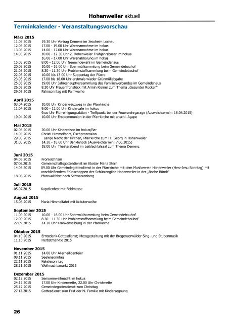 Hohenweiler aktuell Frühjahr 2015