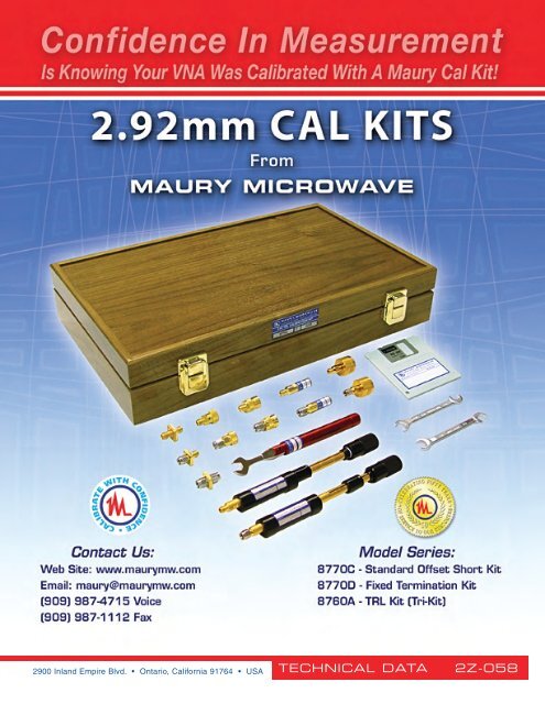 2Z-058 2.92mm Cal Kits From Maury Microwave - MB Electronique