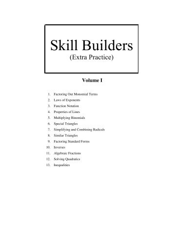 Precalculus Skill Builders Vol 1 Solutions