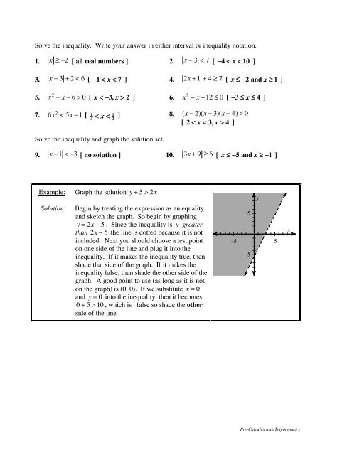 Precalculus Skill Builders Vol 1 Solutions