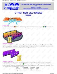 OTHER NEO GEO GAMES [codes] - Neo-Arcadia.com