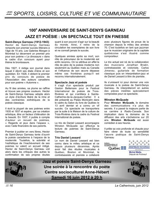 100e anniversaire de Saint-Denys Garneau - Ville de Sainte ...