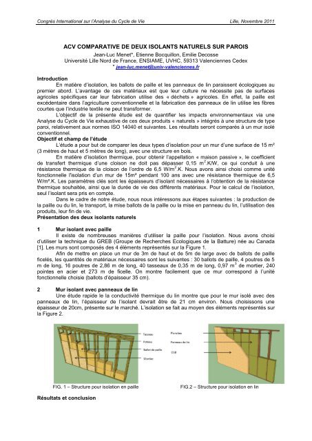 acv comparative de deux isolants naturels sur parois - avniR