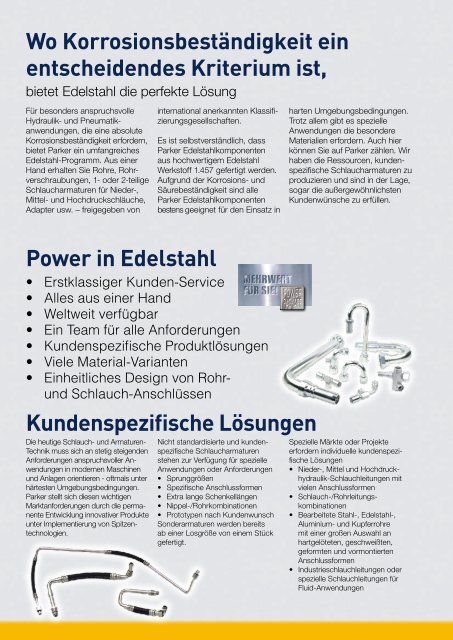 Hydraulik-Armaturen in Edelstahl