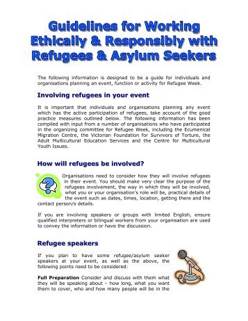 4. Guidelines for working with refugees - Refugee Council of Australia