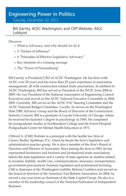core competencies for professionals - ACEC of Washington