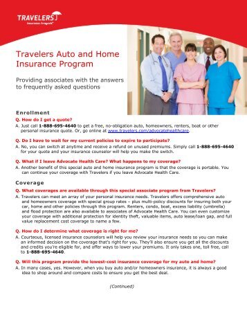 Travelers Auto and Home Insurance Program - Advocate Benefits