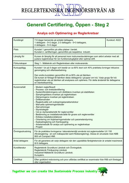 Analys och Optimering av Reglerkretsar - Steg 2 Delad ... - RIB