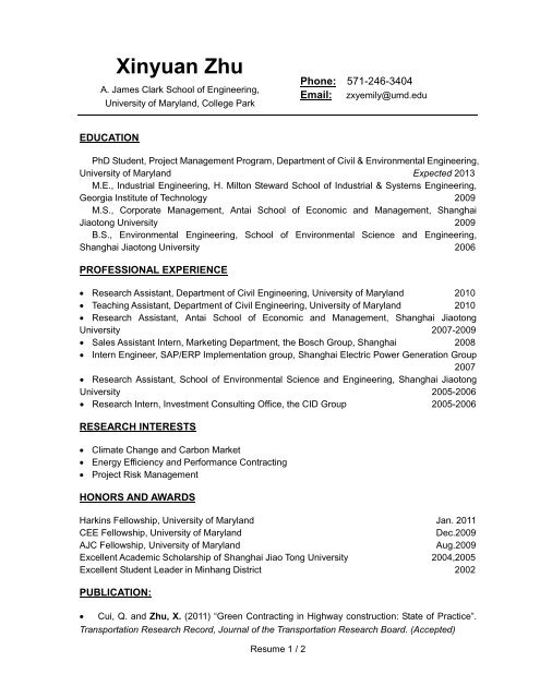 Resume University of Maryland - Resume University Of Maryland 