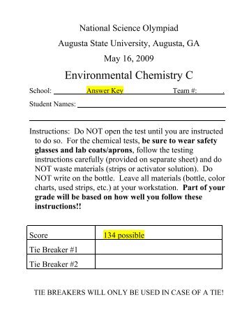 Test and Answer Key - Science Olympiad