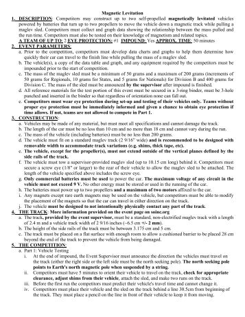 Magnetic Levitation 1. DESCRIPTION ... - Science Olympiad