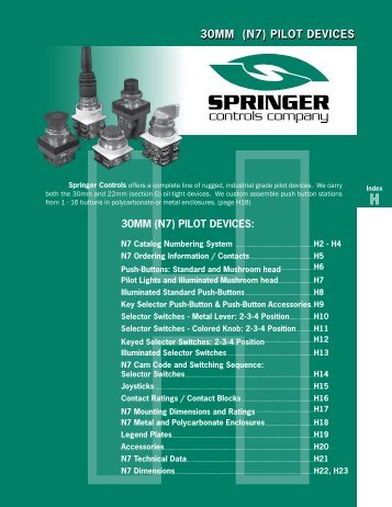 Catalog 2008 Sec H 30mm (N7) Pilot Devices - Springer Controls