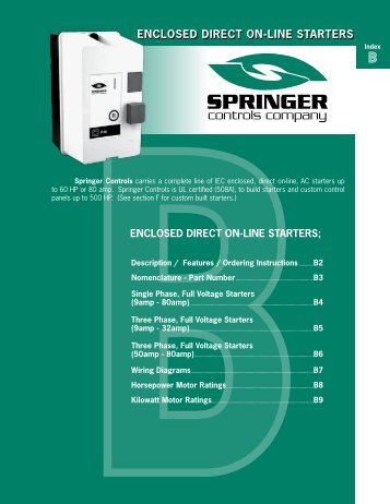 ENCLOSED DIRECT ON-LINE STARTERS - Springer Controls