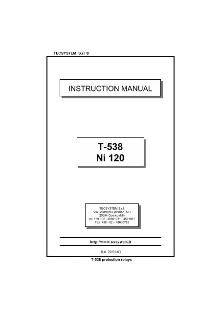 T538Ni120 Instruction Manual