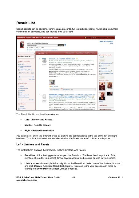 EBSCO Discovery Service & OPAC on EBSCOhost User Guide