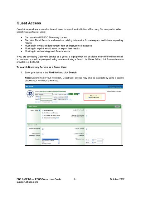 EBSCO Discovery Service & OPAC on EBSCOhost User Guide