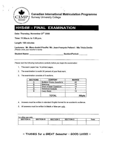 Question Booklet Home Sunway Education Group