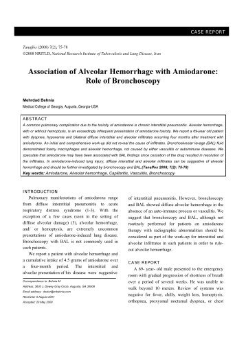 Association of Alveolar Hemorrhage with Amiodarone ... - Tanaffos