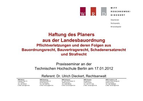 Haftung des Planers aus der Landesbauordnung - Fachgebiet ...