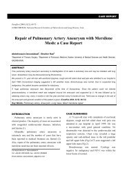 Repair of Pulmonary Artery Aneurysm with Mersilene Mesh - Tanaffos