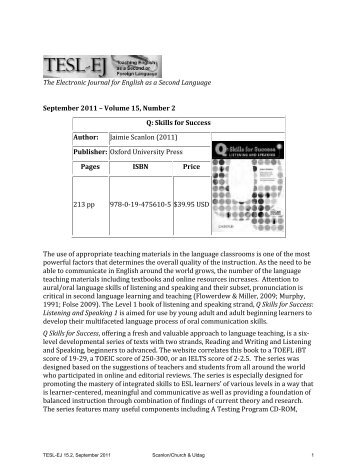 The Electronic Journal for English as a Second Language ... - TESL-EJ