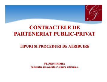 CONTRACTELE DE PARTENERIAT PUBLIC ... - Achizitii publice